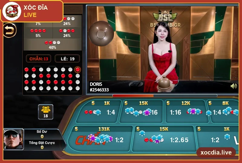 Bàn xóc đĩa live có dealer trên B52Club — ảnh chụp thực tế