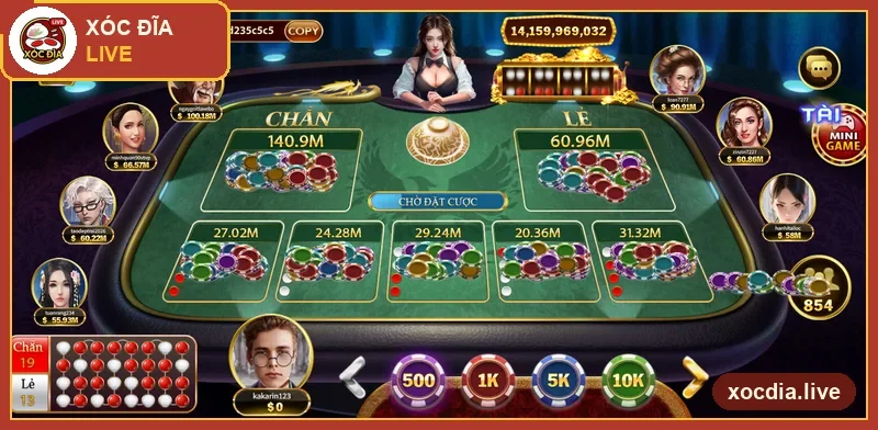 Bàn cược xóc đĩa với cửa Chẵn/Lẻ và các cửa tỷ lệ cao trên Hitclub