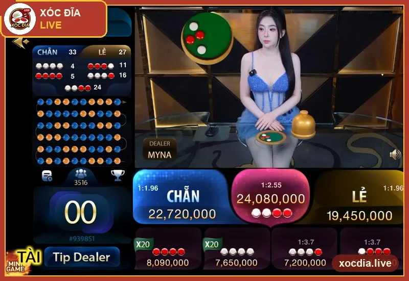 Bàn xóc đĩa live có dealer trên Nhatvip — ảnh chụp thực tế
